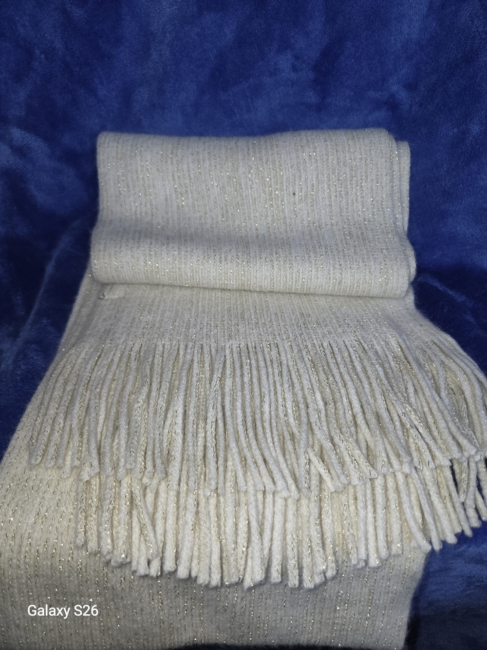 Steve Madden Cream Metallic Fringe Scarf